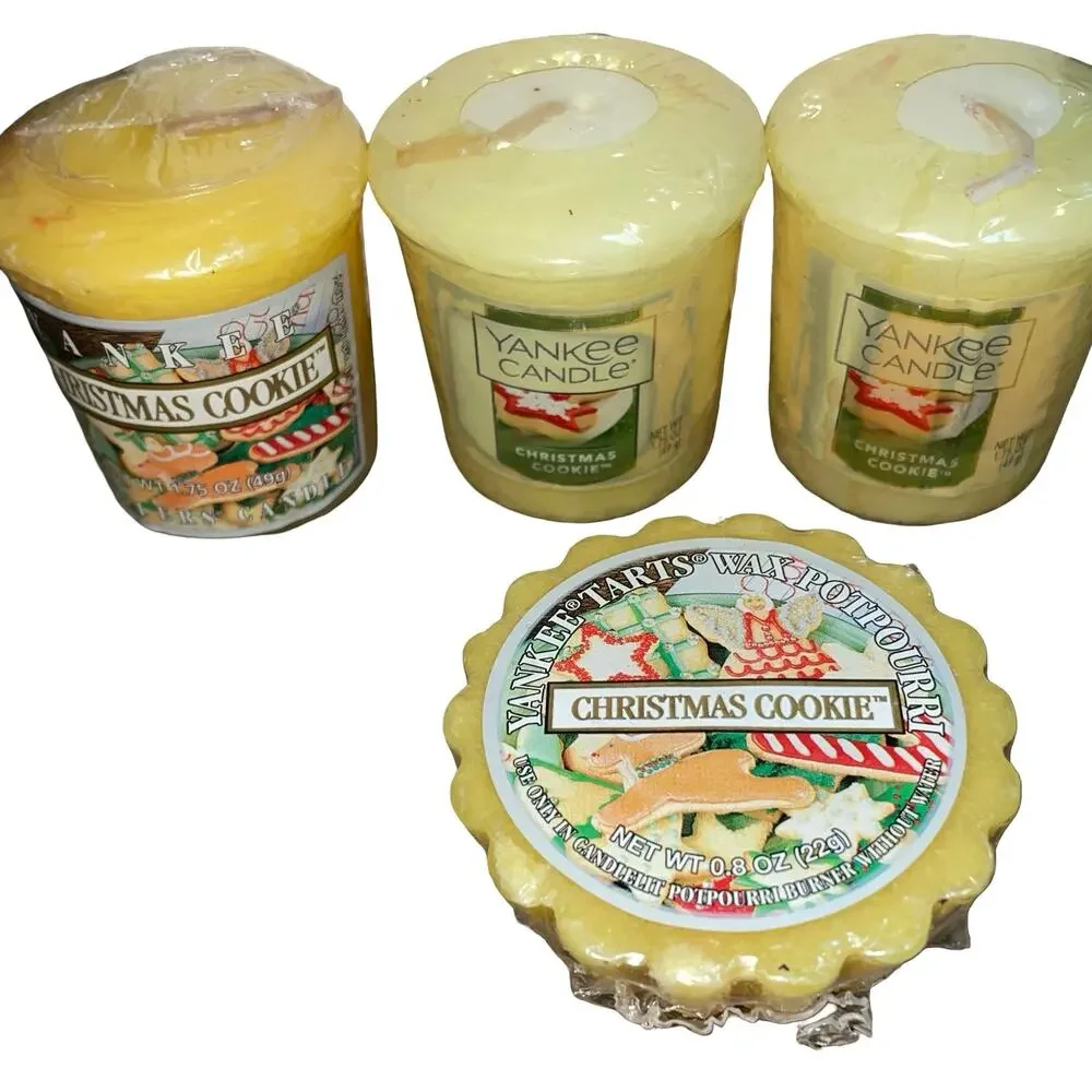 Vintage Yankee Candle Christmas Cookie Lot 11pc Tea Lights Votives Wax Tart HTF